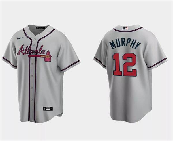 Men's Atlanta Braves #12 Sean Murphy Gray Cool Base Stitched Baseball Jersey